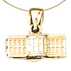Anhänger „Weißes Haus“ aus Sterlingsilber (rhodiniert oder gelbvergoldet)