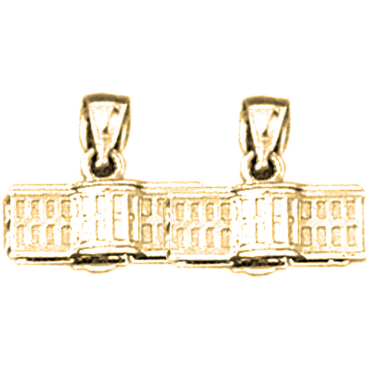Yellow Gold-plated Silver 11mm White House Earrings