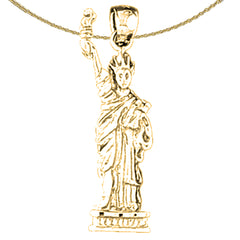 Sterling Silver Statue Of Liberty Pendant (Rhodium or Yellow Gold-plated)