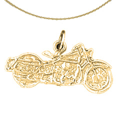 Sterling Silver Motorcycle Pendant (Rhodium or Yellow Gold-plated)