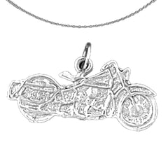 Sterling Silver Motorcycle Pendant (Rhodium or Yellow Gold-plated)