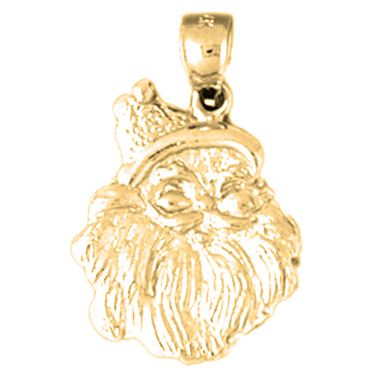 Yellow Gold-plated Silver Santa's Head Pendant