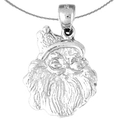 Sterling Silver Santa's Head Pendant (Rhodium or Yellow Gold-plated)