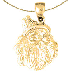 Sterling Silver Santa's Head Pendant (Rhodium or Yellow Gold-plated)