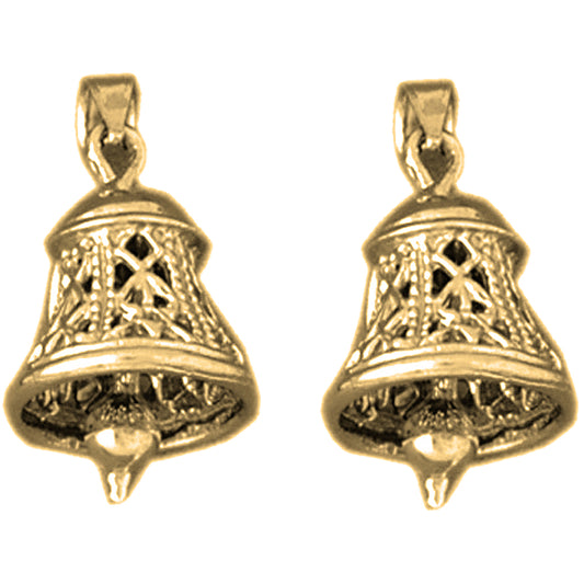 14K or 18K Gold 23mm 3D Bell Earrings