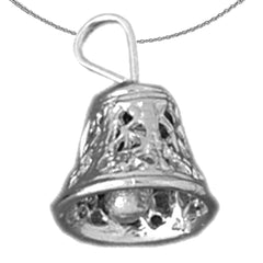 Sterling Silver 3D Bell Pendant (Rhodium or Yellow Gold-plated)