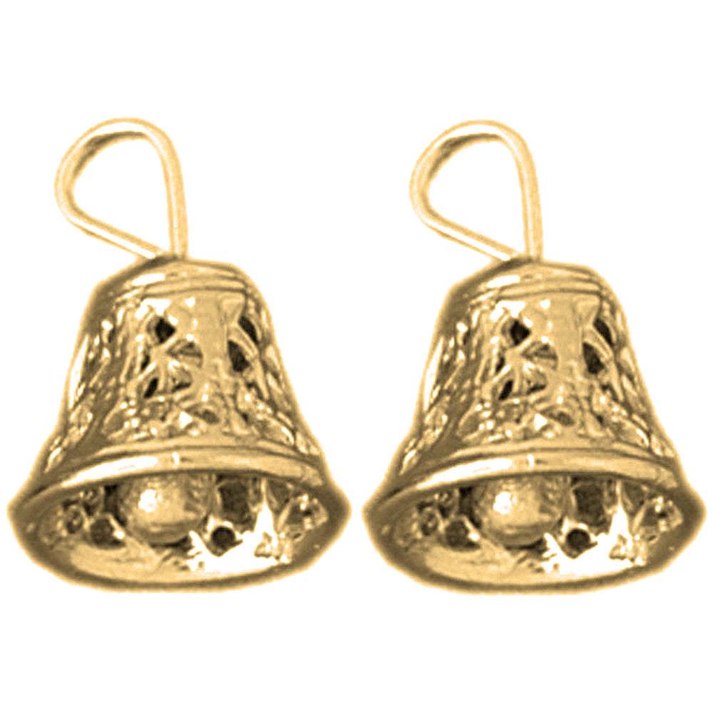 14K or 18K Gold 18mm 3D Bell Earrings