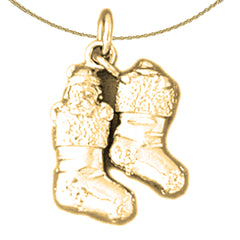 Sterling Silver 3D Stockings Pendant (Rhodium or Yellow Gold-plated)