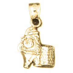 Yellow Gold-plated Silver 3D St. Nick Pendant