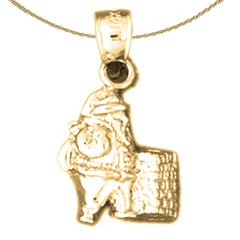 Sterling Silver 3D St. Nick Pendant (Rhodium or Yellow Gold-plated)