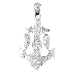 Sterling Silver Anchor With Shells Pendant