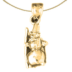 Sterling Silver 3D Snowman Pendant (Rhodium or Yellow Gold-plated)