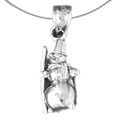 Sterling Silver 3D Snowman Pendant (Rhodium or Yellow Gold-plated)