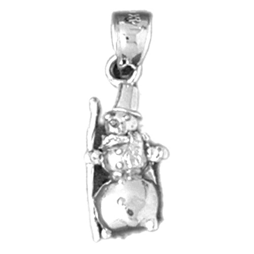 Sterling Silver 3D Snowman Pendant