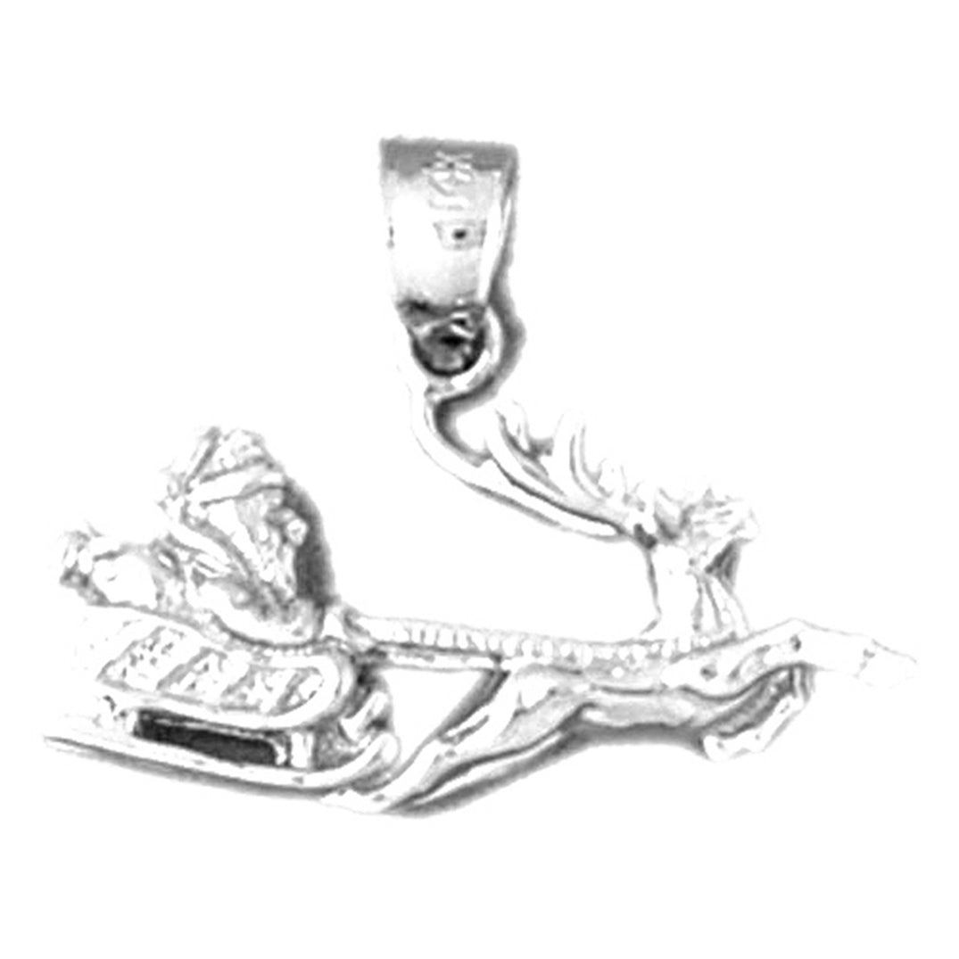 Sterling Silver 3D Santa's Sleigh Pendant