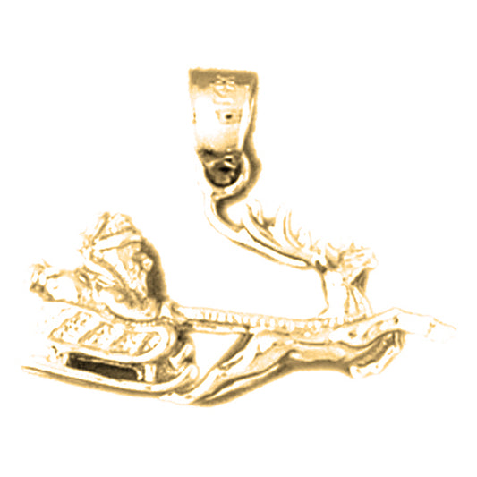 Yellow Gold-plated Silver 3D Santa's Sleigh Pendant