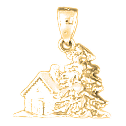 Yellow Gold-plated Silver 3D Christmas Tree Pendant