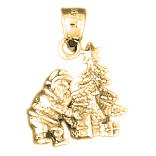 Yellow Gold-plated Silver 3D St. Nick Pendant