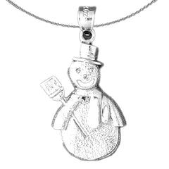 Sterling Silver Snowman Pendant (Rhodium or Yellow Gold-plated)