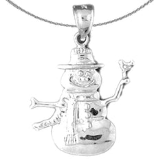 Sterling Silver Snowman Pendant (Rhodium or Yellow Gold-plated)