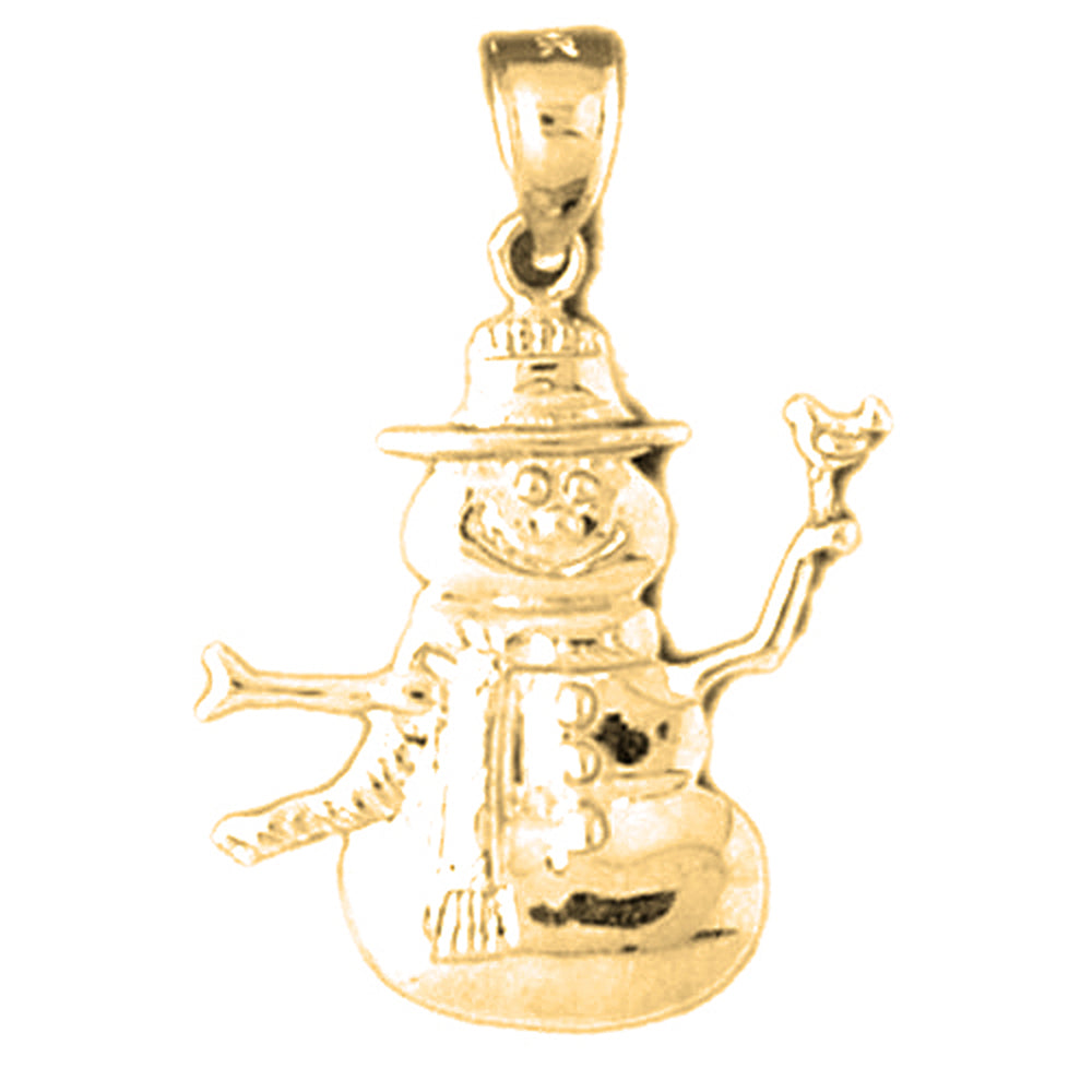 Yellow Gold-plated Silver Snowman Pendant