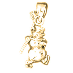 Yellow Gold-plated Silver 3D Snowman Pendant