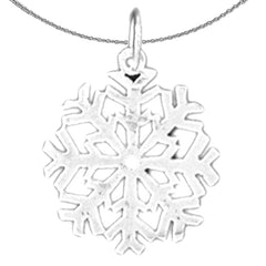 Sterling Silver Snowflake Pendant (Rhodium or Yellow Gold-plated)