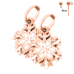 14K or 18K Gold 16mm Snowflake Earrings
