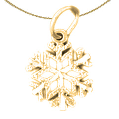 Sterling Silver Snowflake Pendant (Rhodium or Yellow Gold-plated)