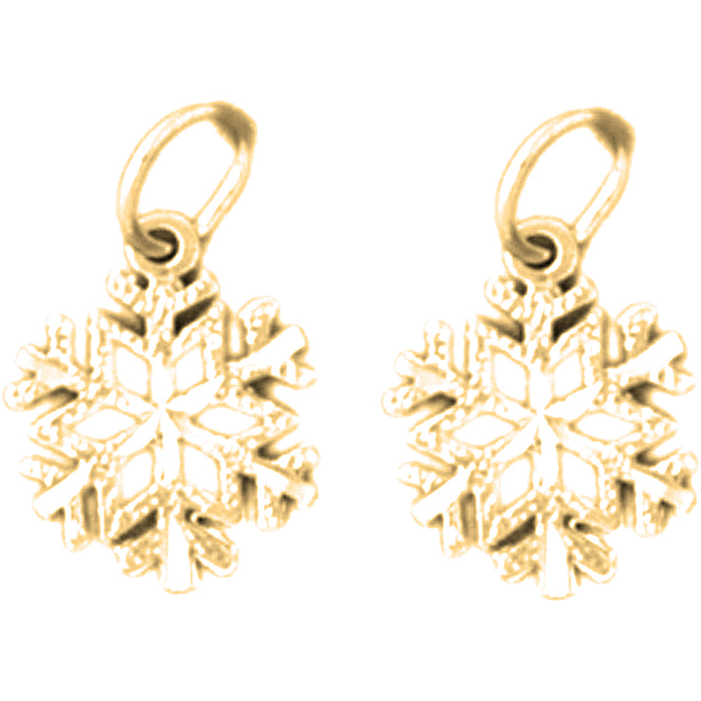 14K or 18K Gold 16mm Snowflake Earrings