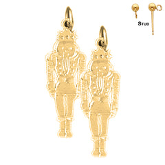 14K or 18K Gold 30mm Nutcracker Earrings