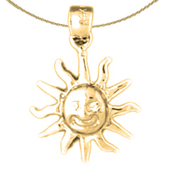 Colgante con forma de cara de sol en plata de ley (bañado en rodio o oro amarillo)