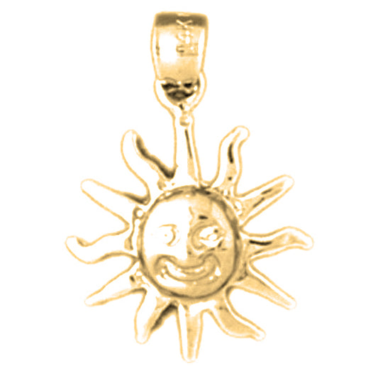 Yellow Gold-plated Silver Sun Face Pendant