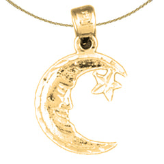 Sterling Silver Moon Face Pendant (Rhodium or Yellow Gold-plated)