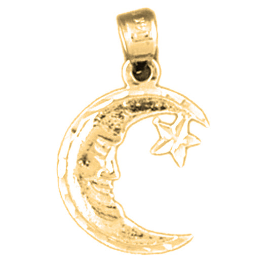 Yellow Gold-plated Silver Moon Face Pendant