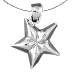 Sterling Silver Star Pendant (Rhodium or Yellow Gold-plated)