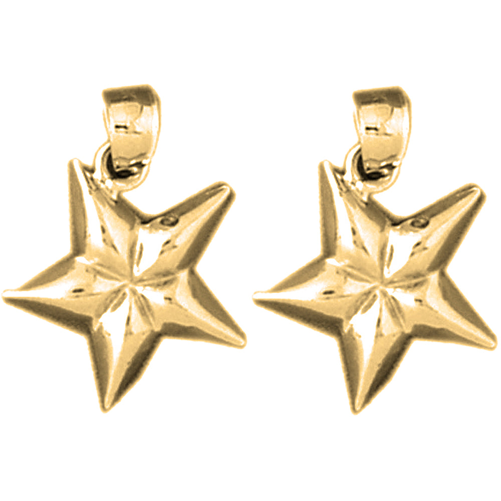 14K or 18K Gold 22mm Star Earrings