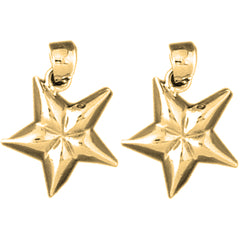 14K or 18K Gold 22mm Star Earrings