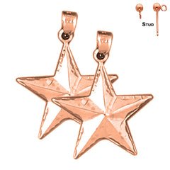 14K or 18K Gold 27mm Star Earrings