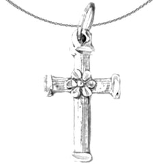 Colgante de cruz de plata de ley (bañado en rodio o oro amarillo)