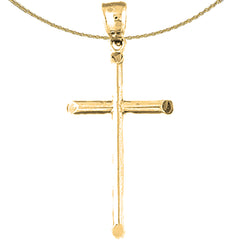 Colgante de cruz de plata de ley (bañado en rodio o oro amarillo)