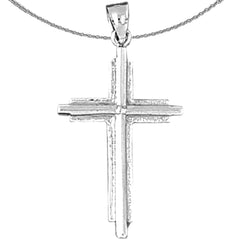 Sterling Silver Cross Pendant (Rhodium or Yellow Gold-plated)