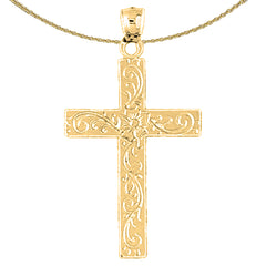 Colgante de cruz de plata de ley (bañado en rodio o oro amarillo)