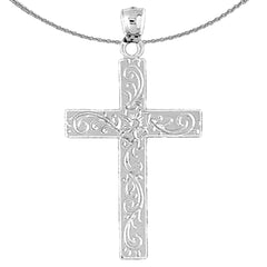 Sterling Silver Cross Pendant (Rhodium or Yellow Gold-plated)