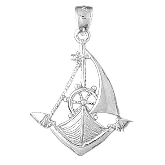 Sterling Silver Sailboat With Anchor Pendant