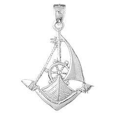 10K, 14K or 18K Gold Sailboat With Anchor Pendant