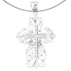 Sterling Silver Cross Pendant (Rhodium or Yellow Gold-plated)