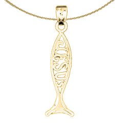 Sterling Silver Jesus Fish Pendant (Rhodium or Yellow Gold-plated)