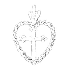 Sterling Silver Cross In Heart Pendant