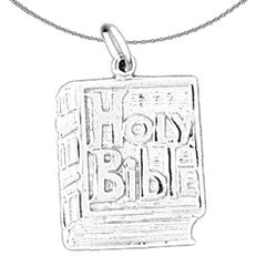 Sterling Silver Holy Bible Pendant (Rhodium or Yellow Gold-plated)